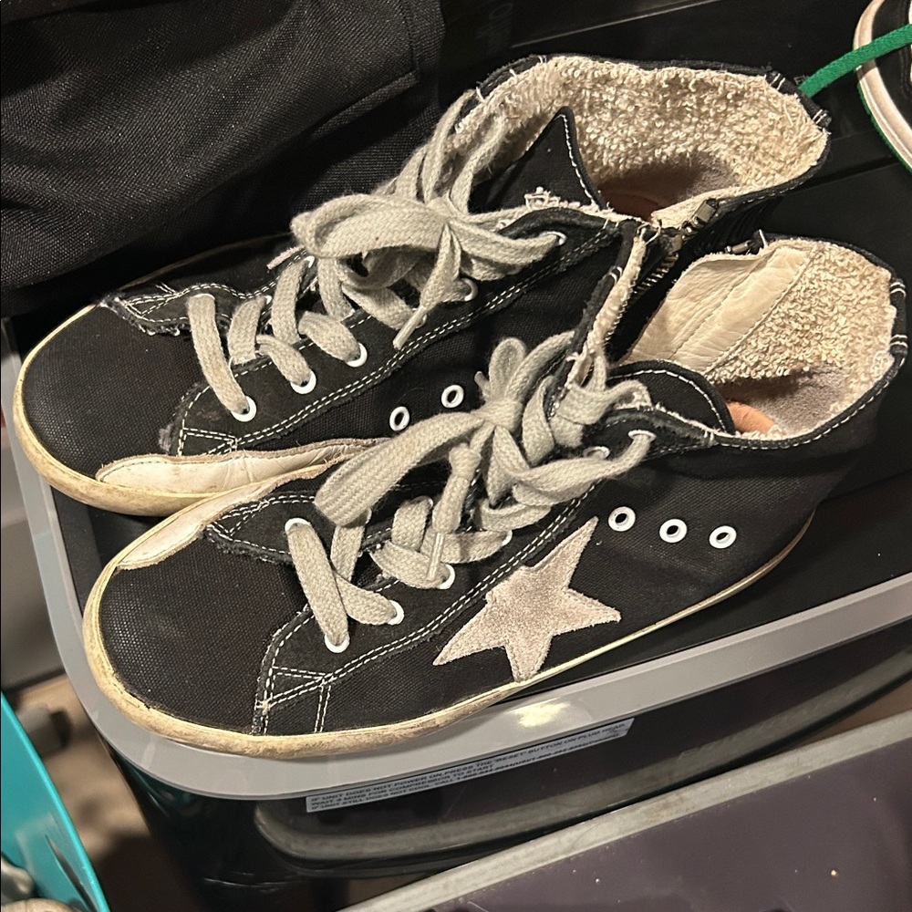 Golden Goose Black and Cream Kids High-Top Sneakers